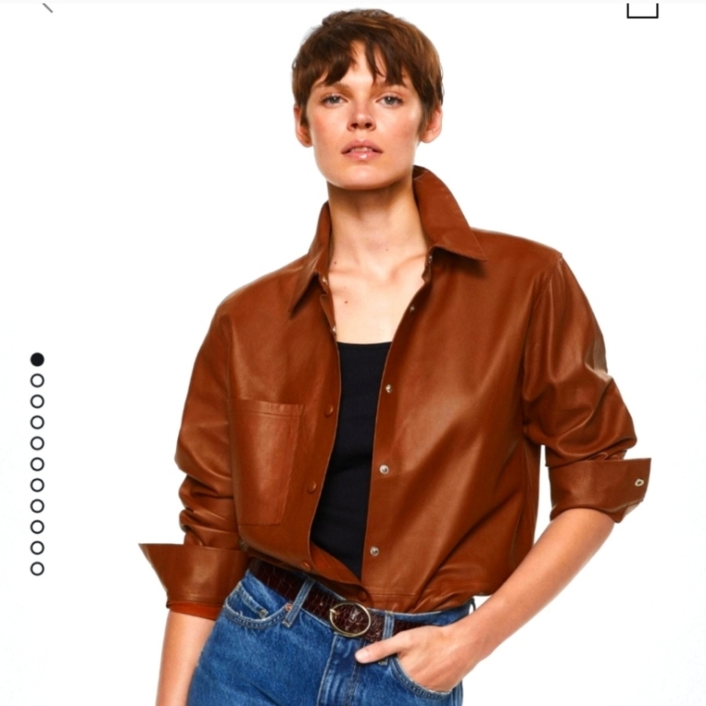 Mango Genuine Leather Jacket - Picture 6 of 14
